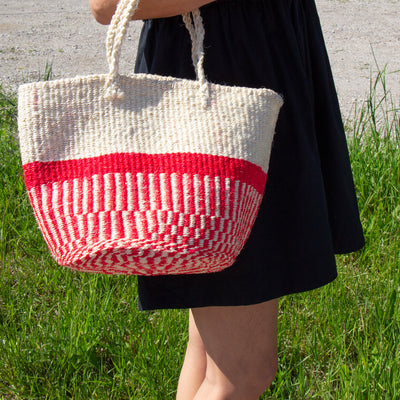 Medium Brown Stripes Sisal Basket Bag – LADDER