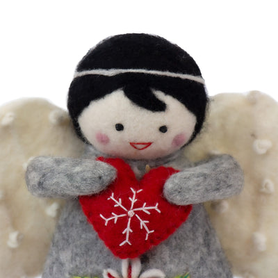 Christmas Tree Topper or Tabletop Decor, Angel Topper Grey - 10 inch Tall