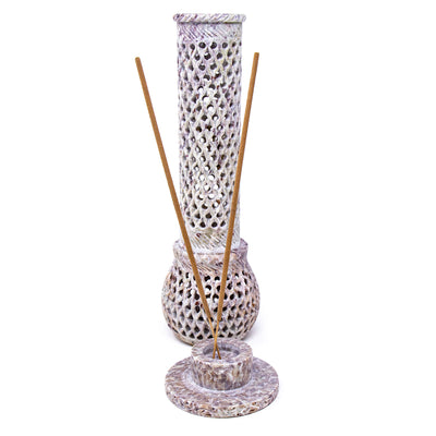 Handmade Jali Soapstone Incense and Candle Holder