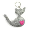 Grey Cat Heart Felt Keychain