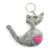 Grey Cat Heart Felt Keychain