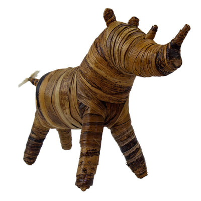 Large Banana Fiber Rhinoceros Safari Animal Sculpture