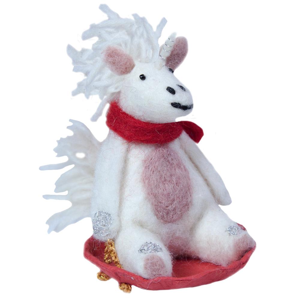 Felt Ornament - Sledding Unicorn