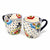 Encantada Handmade Pottery Set of 2 Mugs, Dots & Flowers