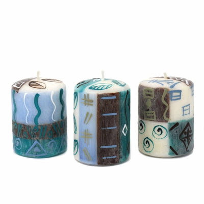 Hand-Painted Votive Candles, Boxed Set of 3 (Maji Design)