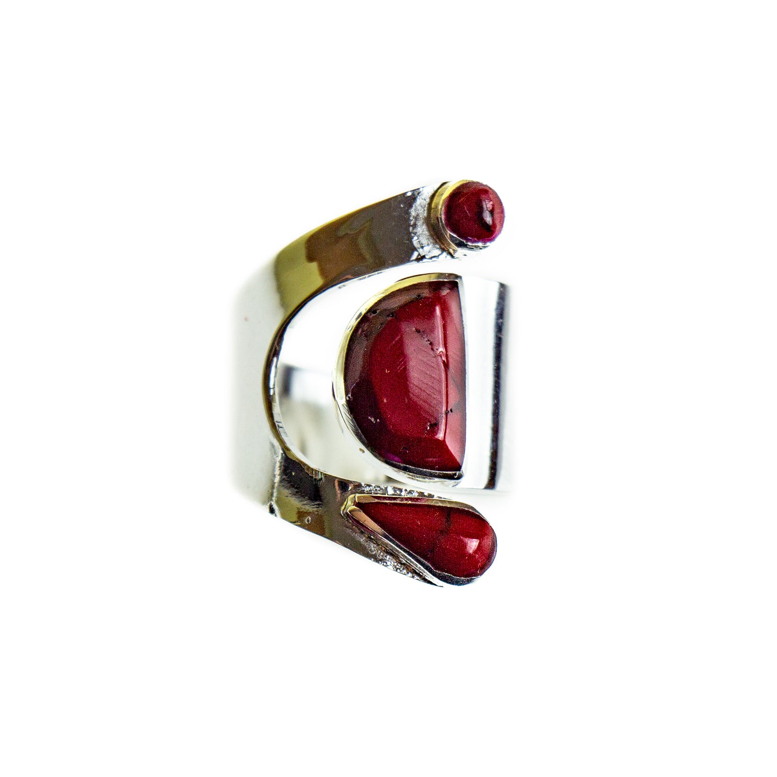 Alpaca Silver Wrap Red Jasper Ring - Size 8