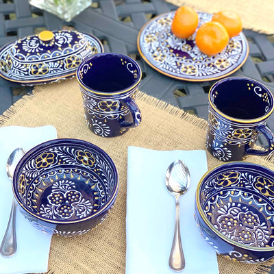 Encantada Handmade Pottery Butter Dish, Blue