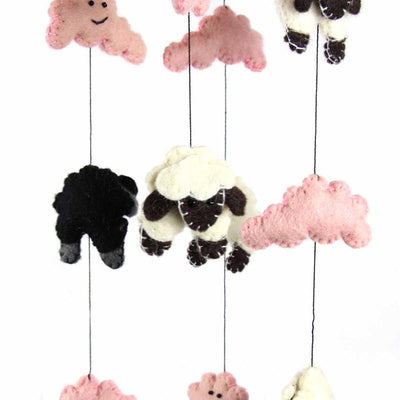 Pink Sheep Felt Nursery Mobile