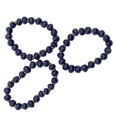 Handcrafted Clay Bead Bracelet from Haitian Artisans, Navy Blue - Set of 3