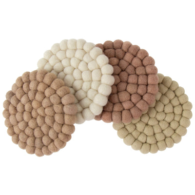 Rose Quartz Tonal Felt Ball Coasters, Set of 4