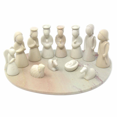 13-Piece Set - Soapstone Nativity Sculpture with Base