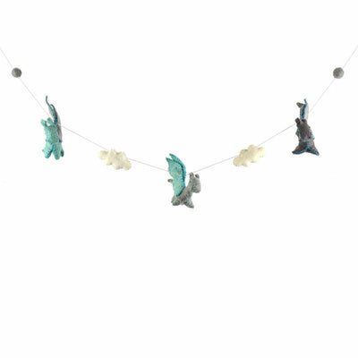 Dragon Felt Garland Kids' Room Décor, Blue/Grey