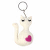 Cream Cat Heart Felt Key Chain
