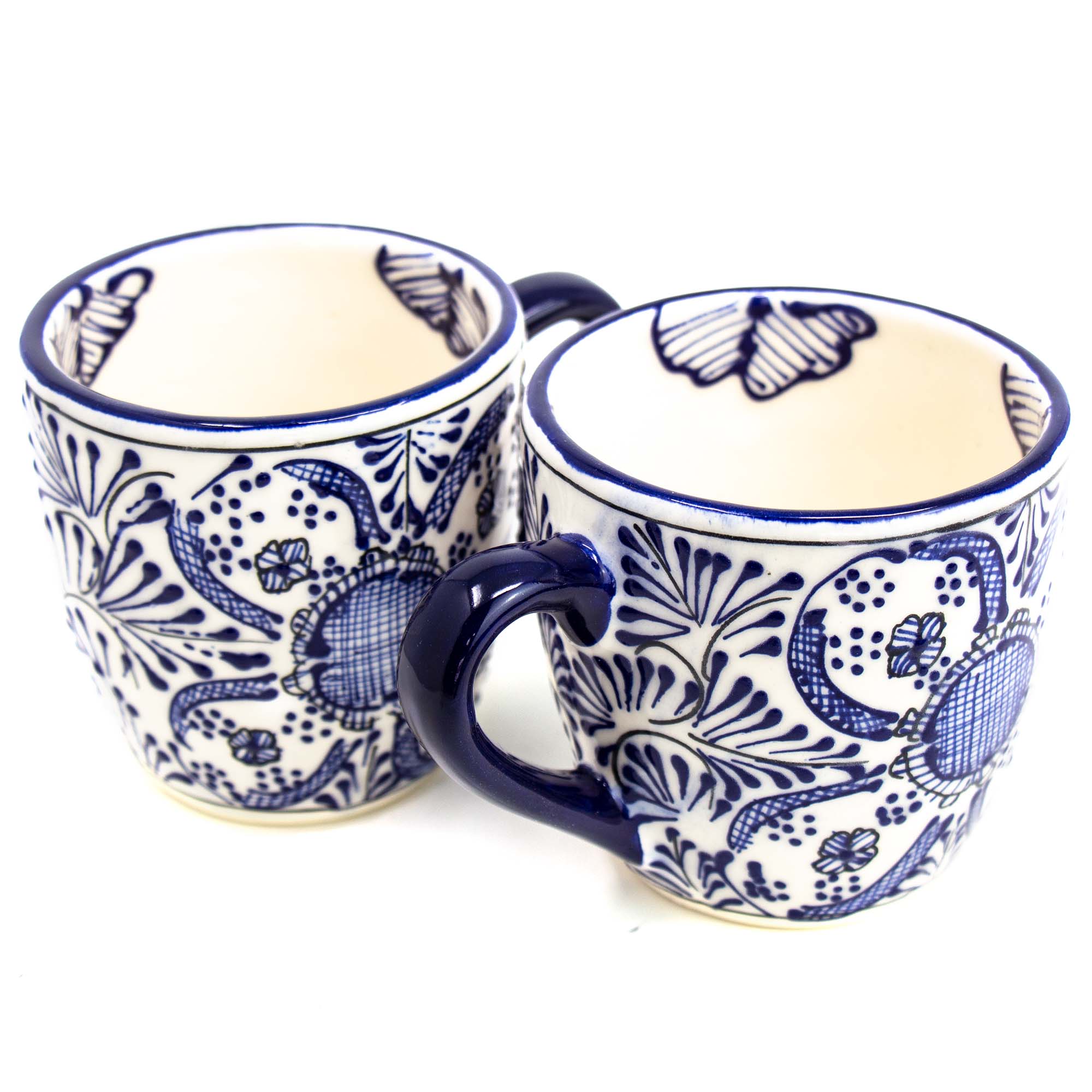 Encantada Handmade Pottery Set of 2 Mugs, Blue Flower - Global Crafts  Wholesale