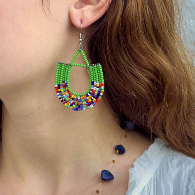 PACK OF 5 -Maasai Bead Basket Dangle Earrings