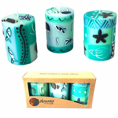 Hand-Painted Votive Candles, Boxed Set of 3 (Samaki Design)