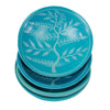 4-Pack - Painted Soapstone Carved Dish, Turquoise Etching