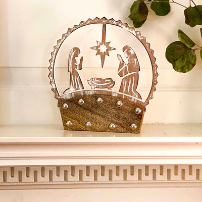 Rustic Mango Wood Tabletop Nativity Silhouette - Pack of 3