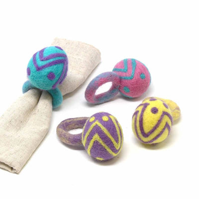 Spring Easter Egg Felt Napkin Rings, Set of Four Colors