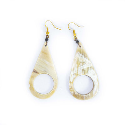 Teardrop Dangle Horn Earrings, Light Hue