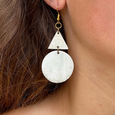 Triangle & Circle Dangle Horn Earrings
