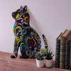 Thoughtful Kitty Painted Haitian Steel Drum Wall Art, 14.5 inch