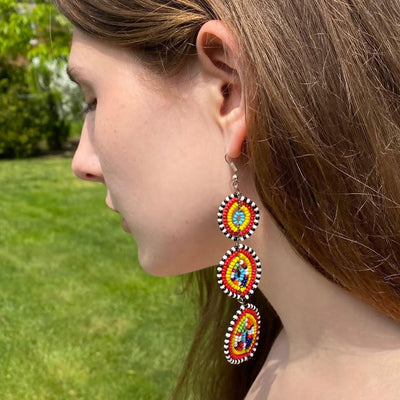 PACK OF 5 -Maasai Bead Multicolor Tri-Circle Dangle Earrings