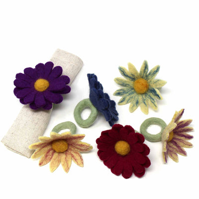 Fall Daisy Felt Napkin Rings, Set of 6