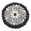 Black & Grey Flower Felt Ball Coasters, Set of 4