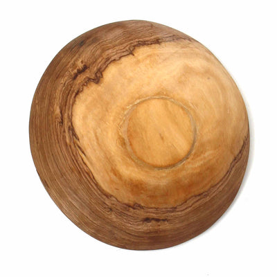 Set of Two Small Olive Wood Bowls with Bone Inlay