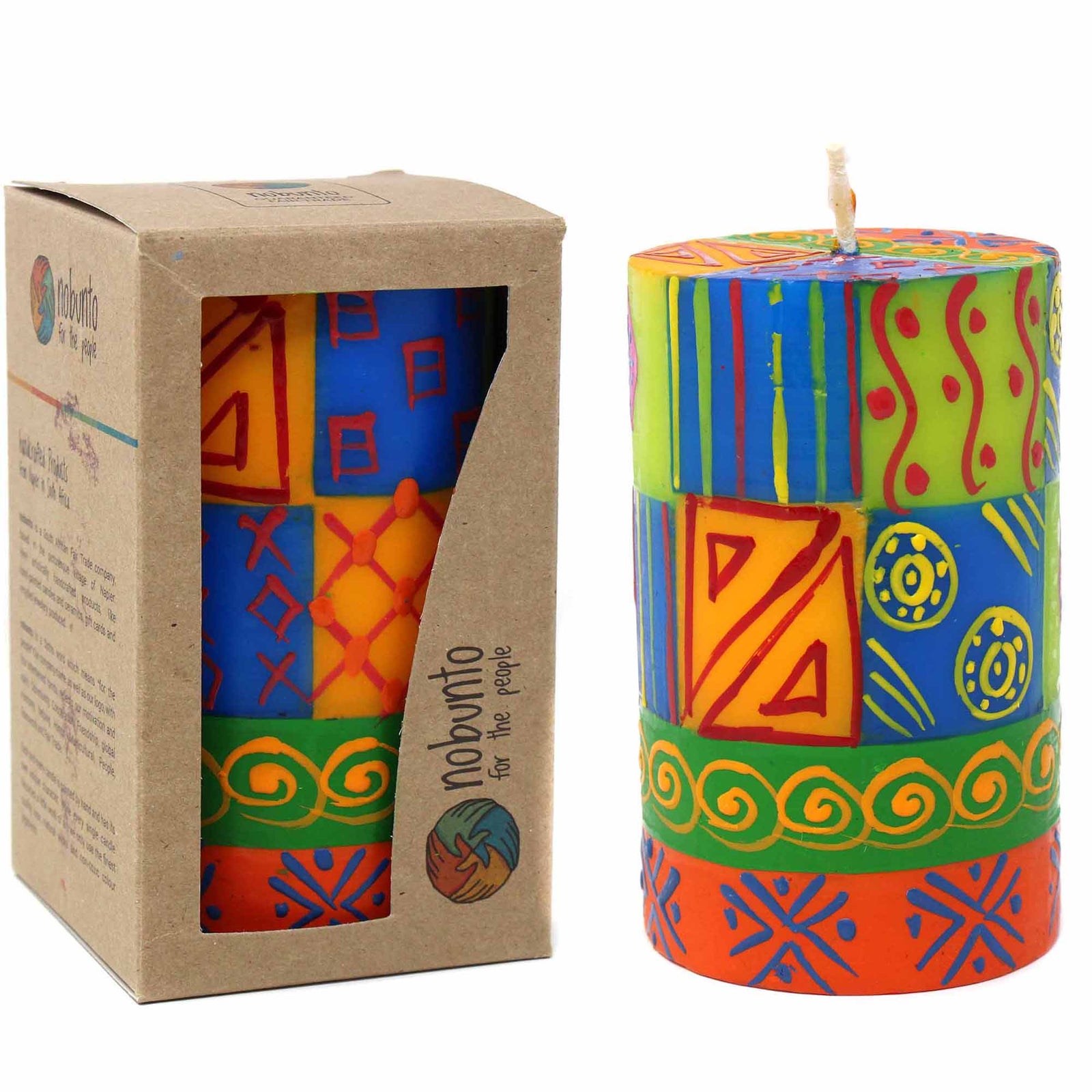Hand-Painted Pillar Candle, Gift Box, 4-inch (Shahida Design)