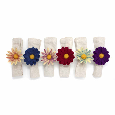 Fall Daisy Felt Napkin Rings, Set of 6