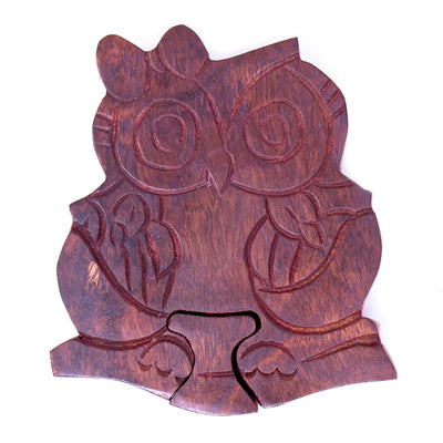 Sheesham Wood Mama Owl with Babies Puzzle Box