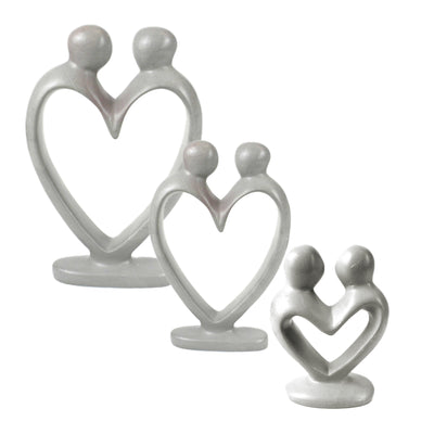 Single Soapstone Lover's Heart Sculptures - Natural Stone