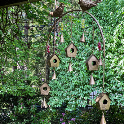 Handcrafted Bird Chime, Recycled Iron and Glass Beads