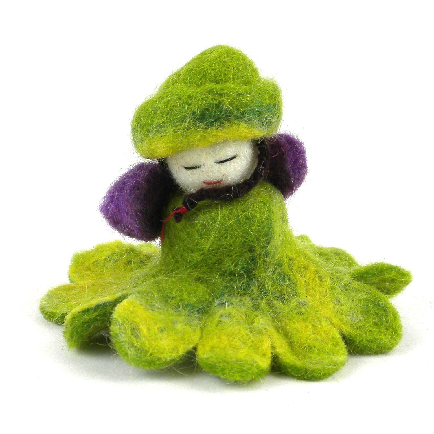Green Felt Flower Fairy, 3 inches