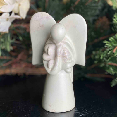 Soapstone Angel Holding Dog Sculpture- Gift for Lost Pet