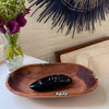 Large Oval Olive Wood Bowl with Bone Inlay Accent