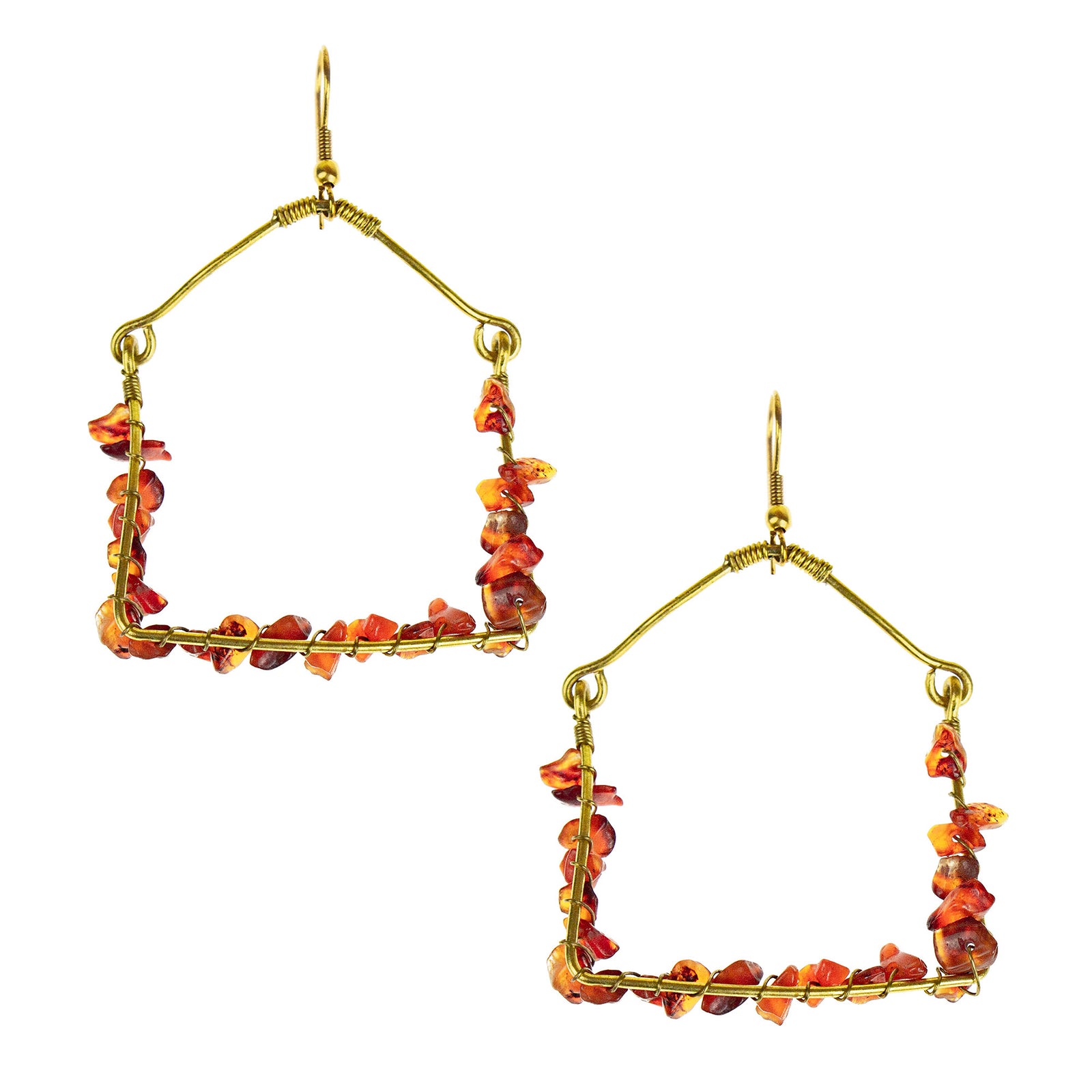Hand-Cut Carnelian Stone Geometric Earrings, PACK OF 3