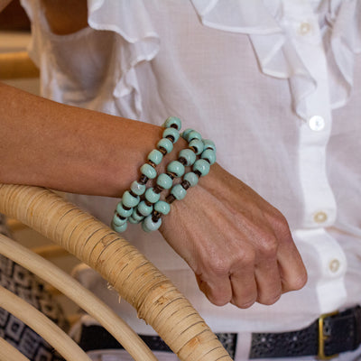 Haiti Clay Bead Bracelet, Green - PACK OF 3 - Global Crafts Wholesale