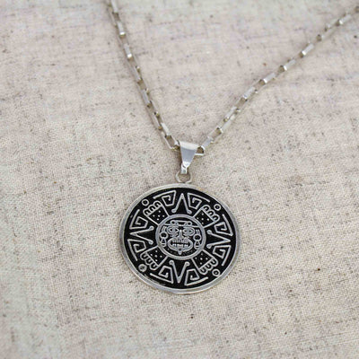 Alpaca Silver Aztec Face Pendant (chain not incl)