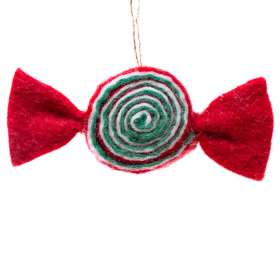 Classic Candy-Red/Green Handmade Felt Ornament- PACK of 3