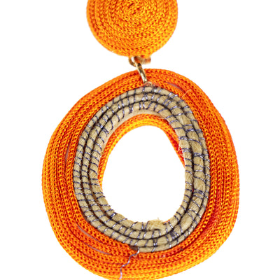 Oval Orange Statement Earring, PACK OF 3
