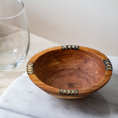 Single -  Olive Wood Bowls with Batik Bone Inlay: Shop Size Options