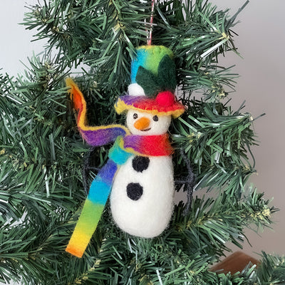 Technicolor Snowman Handmade Felt Ornament