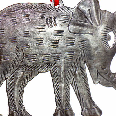 Elephant Haitian Metal Drum Christmas Ornament