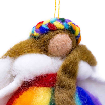 Rainbow Fairy Handmade Felt Decoration or Ornaments, Set of 2 White and Blue Winged