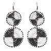 PACK OF 5 -Maasai Bead Double Circle Dangle Earrings, White and Black