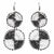 PACK OF 5 -Maasai Bead Double Circle Dangle Earrings, White and Black