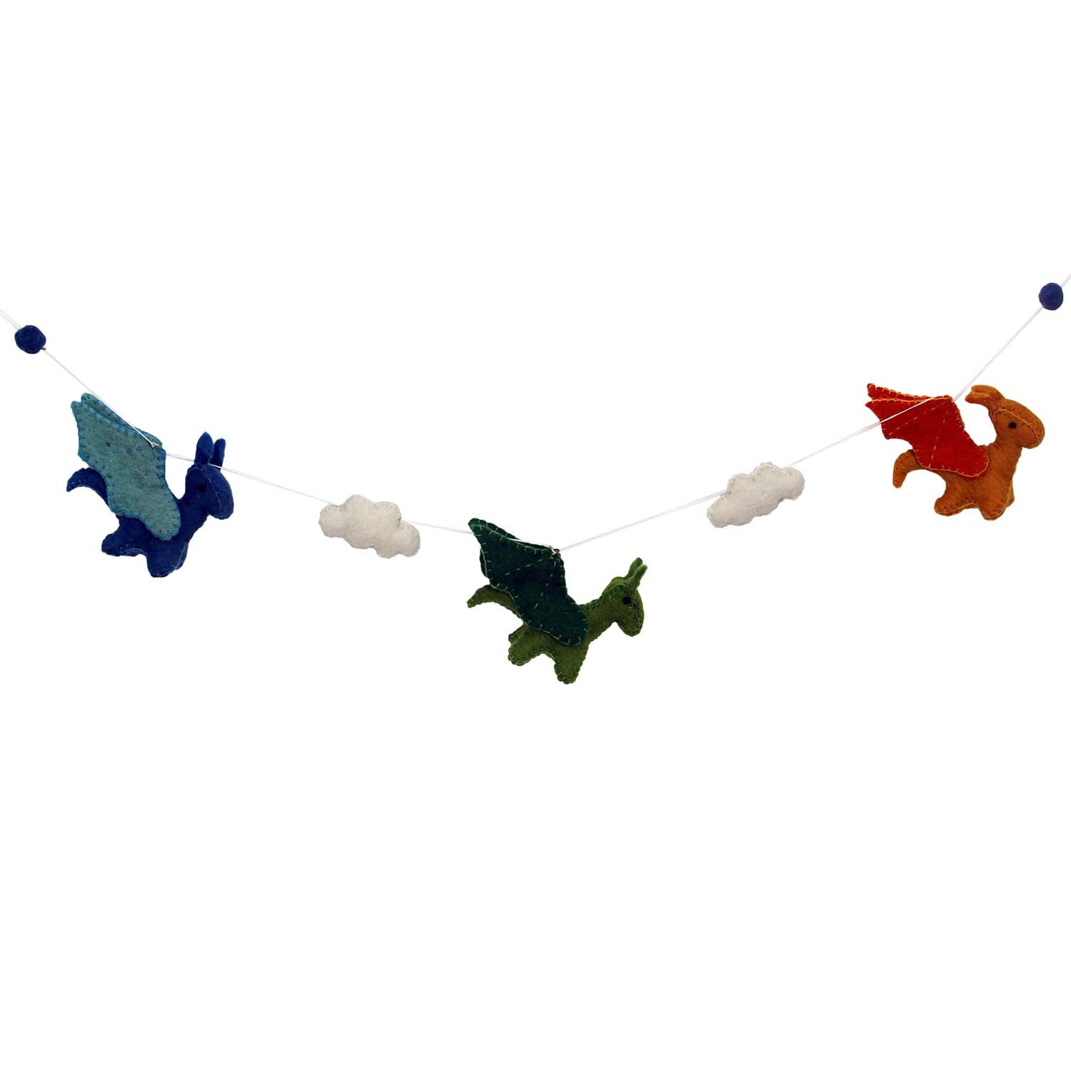 Dragon Felt Garland Kids' Room Décor, Dark Colors